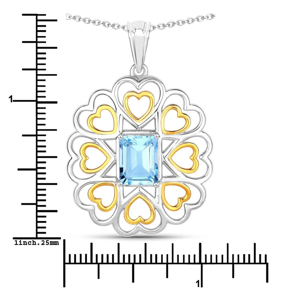2.60 Carat Genuine Blue Topaz .925 Sterling Silver Pendant - Pendants - Custom Crafting Alliance, LLC