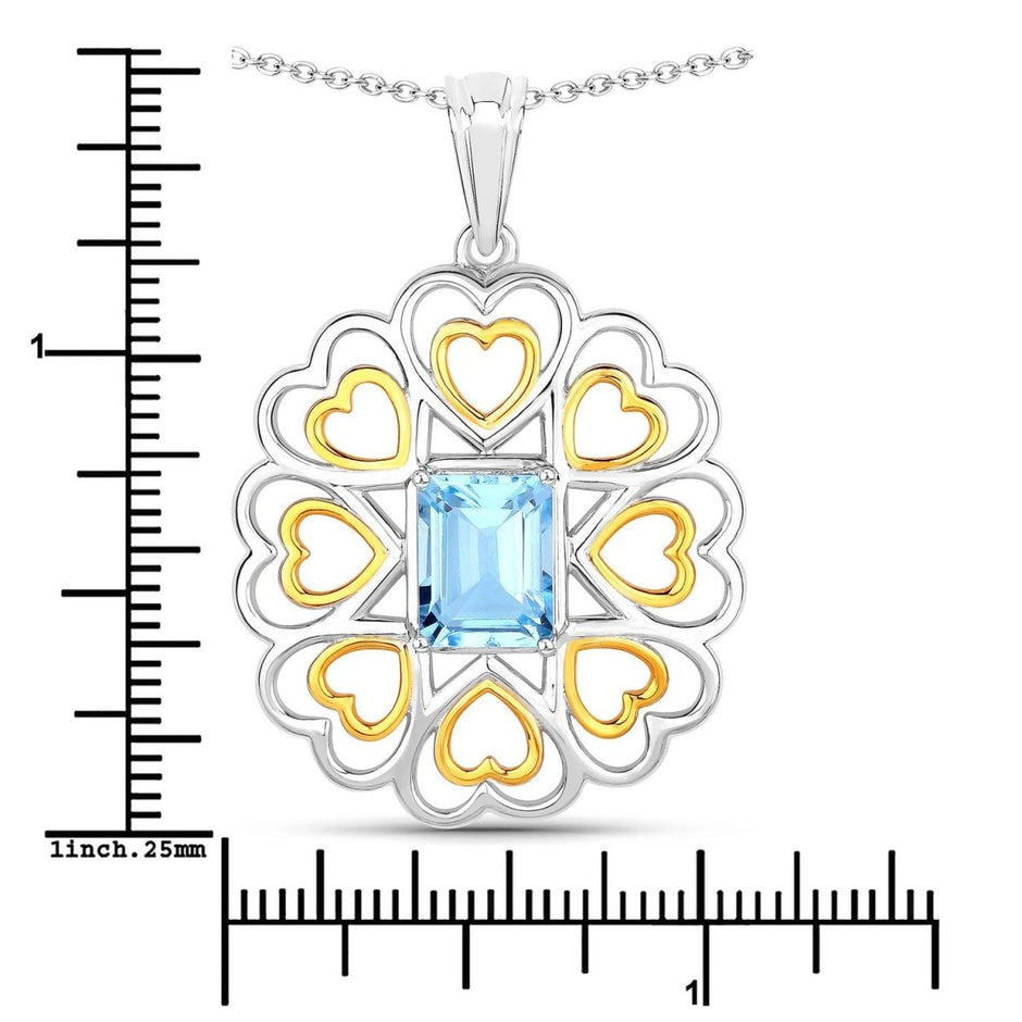 2.60 Carat Genuine Blue Topaz .925 Sterling Silver Pendant - Pendants - Custom Crafting Alliance, LLC