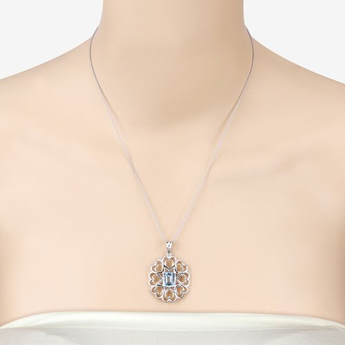 2.60 Carat Genuine Blue Topaz .925 Sterling Silver Pendant - Pendants - Custom Crafting Alliance, LLC