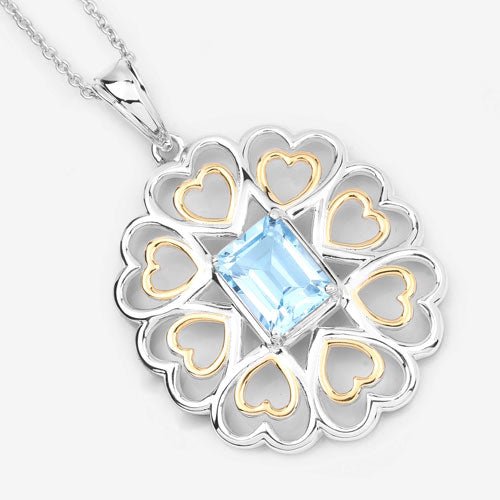 2.60 Carat Genuine Blue Topaz .925 Sterling Silver Pendant - Pendants - Custom Crafting Alliance, LLC