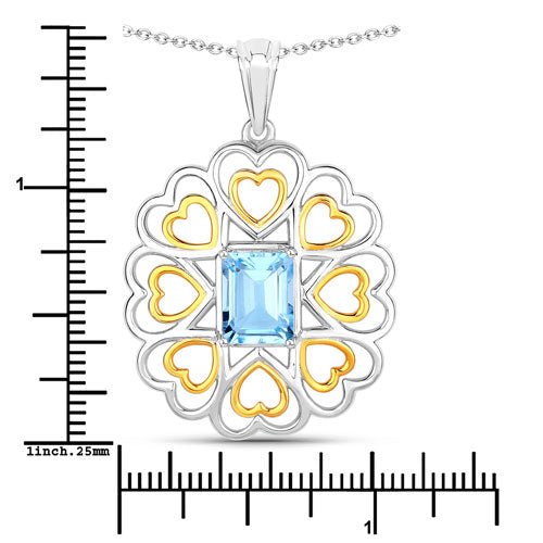 2.60 Carat Genuine Blue Topaz .925 Sterling Silver Pendant - Pendants - Custom Crafting Alliance, LLC