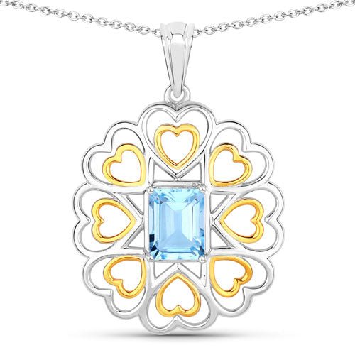 2.60 Carat Genuine Blue Topaz .925 Sterling Silver Pendant - Pendants - Custom Crafting Alliance, LLC