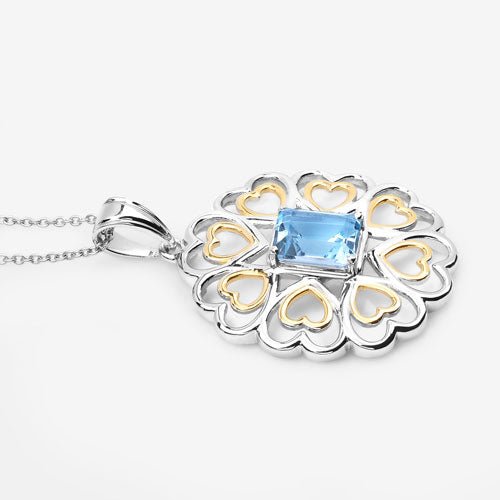 2.60 Carat Genuine Blue Topaz .925 Sterling Silver Pendant - Pendants - Custom Crafting Alliance, LLC