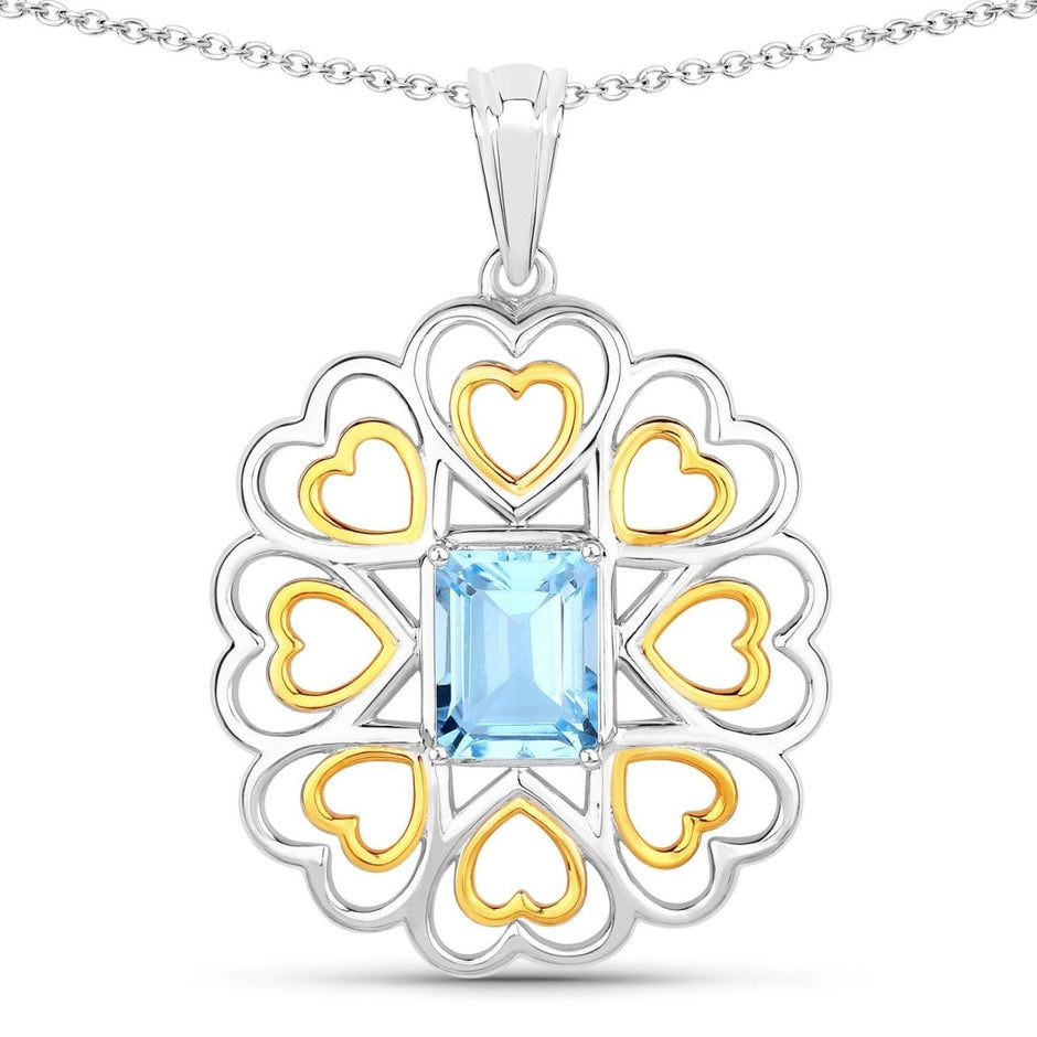 2.60 Carat Genuine Blue Topaz .925 Sterling Silver Pendant - Pendants - Custom Crafting Alliance, LLC
