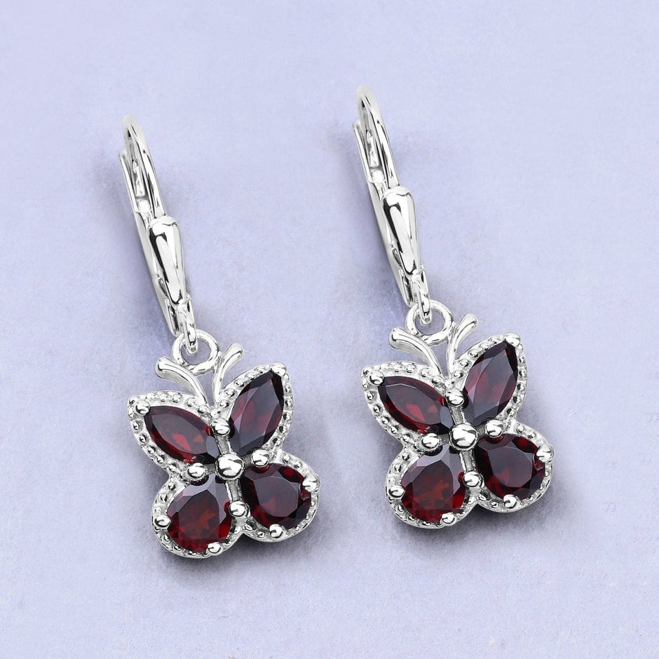 2.60 Carat Genuine Garnet .925 Sterling Silver Earrings - Earrings - Custom Crafting Alliance, LLC