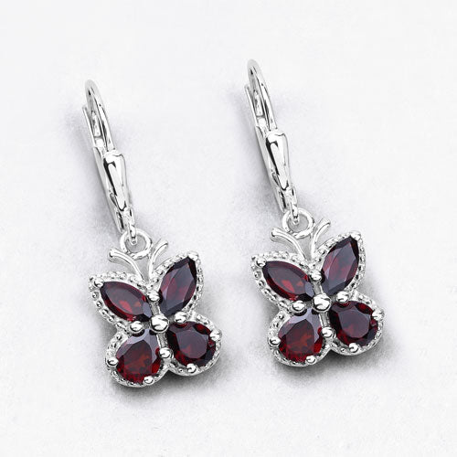 2.60 Carat Genuine Garnet .925 Sterling Silver Earrings - Earrings - Custom Crafting Alliance, LLC