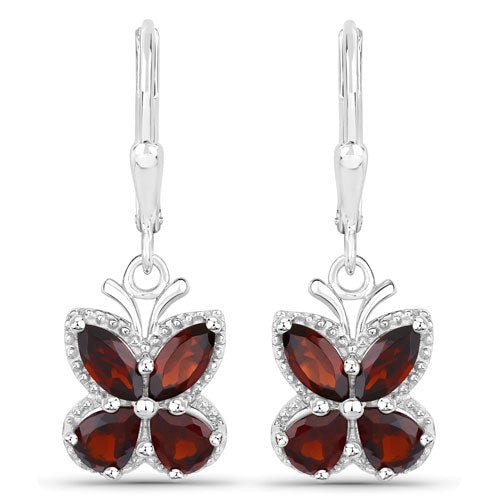 2.60 Carat Genuine Garnet .925 Sterling Silver Earrings - Earrings - Custom Crafting Alliance, LLC