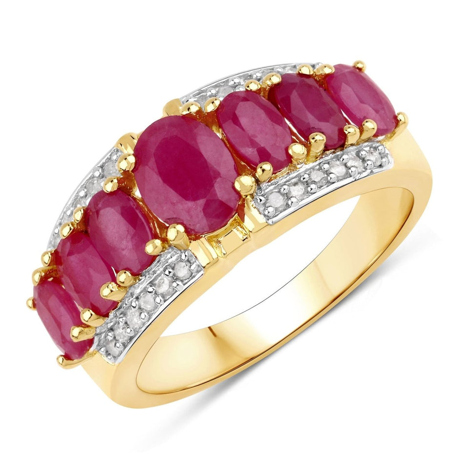 2.60 Carat Genuine Johnson Ruby and White Diamond .925 Sterling Silver Ring - Rings - Custom Crafting Alliance, LLC