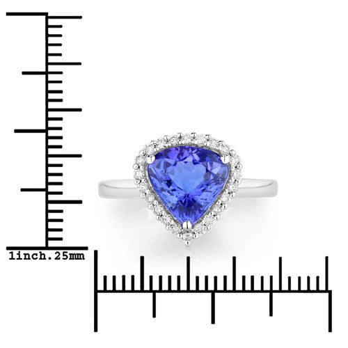 2.60 Carat Genuine Tanzanite and White Diamond 14K White Gold Ring - Rings - Custom Crafting Alliance, LLC
