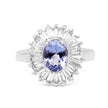 2.47 Carat Genuine Tanzanite and White Topaz .925 Sterling Silver Ring