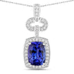 2.62 Carat Genuine Tanzanite and White Diamond 14K White Gold Pendant - Pendants - Custom Crafting Alliance, LLC