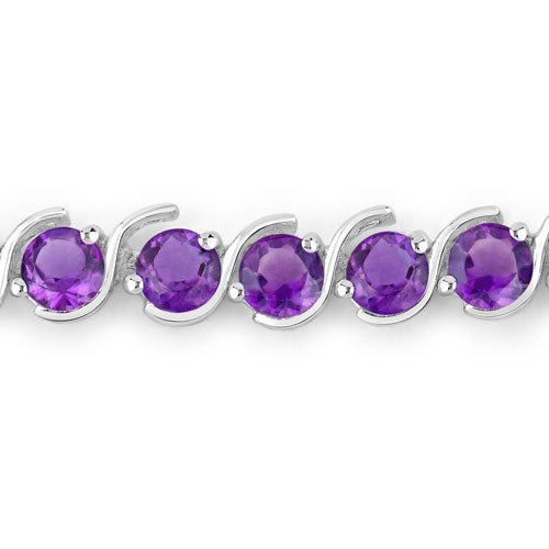 2.64 Carat Genuine Amethyst .925 Sterling Silver Bracelet - Bracelets - Custom Crafting Alliance, LLC