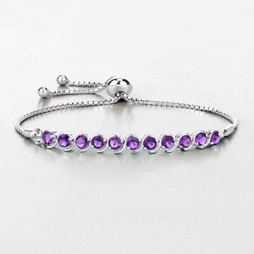 2.64 Carat Genuine Amethyst .925 Sterling Silver Bracelet - Bracelets - Custom Crafting Alliance, LLC