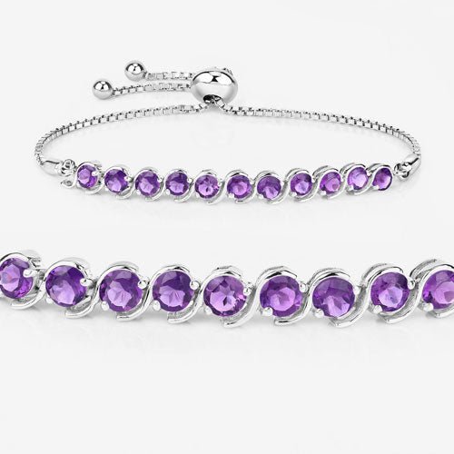 2.64 Carat Genuine Amethyst .925 Sterling Silver Bracelet - Bracelets - Custom Crafting Alliance, LLC