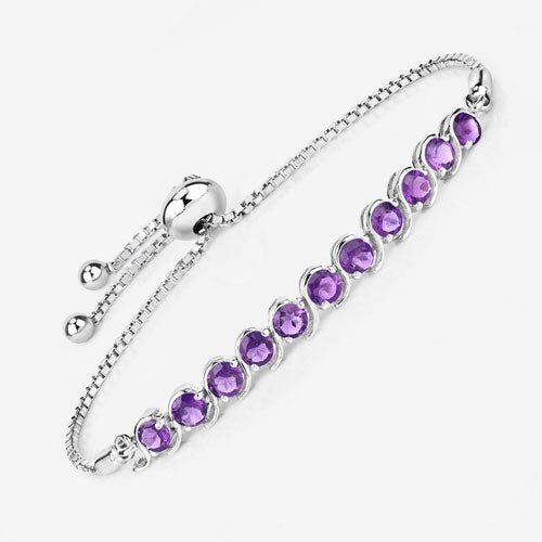 2.64 Carat Genuine Amethyst .925 Sterling Silver Bracelet - Bracelets - Custom Crafting Alliance, LLC