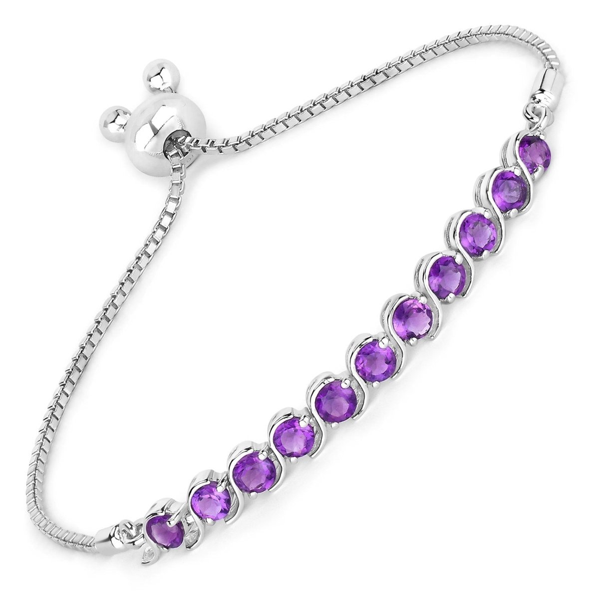2.64 Carat Genuine Amethyst .925 Sterling Silver Bracelet - Bracelets - Custom Crafting Alliance, LLC