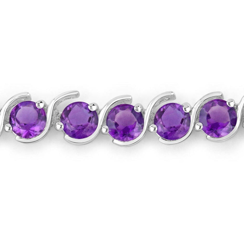 2.64 Carat Genuine Amethyst .925 Sterling Silver Bracelet - Bracelets - Custom Crafting Alliance, LLC