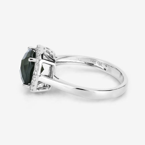 2.64 Carat Genuine Green Tourmaline and White Diamond 14K White Gold Ring - Rings - Custom Crafting Alliance, LLC