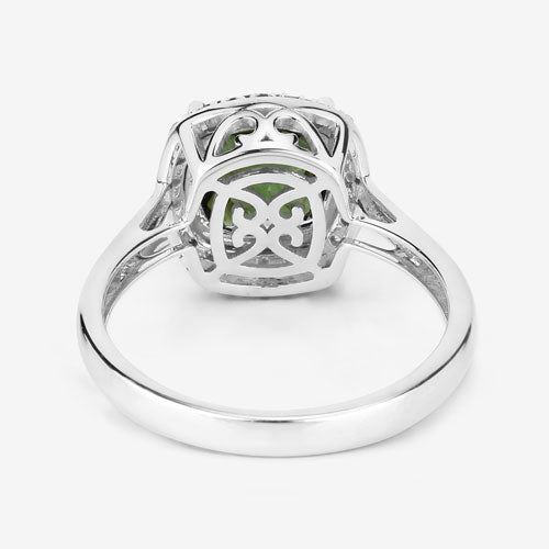2.64 Carat Genuine Green Tourmaline and White Diamond 14K White Gold Ring - Rings - Custom Crafting Alliance, LLC
