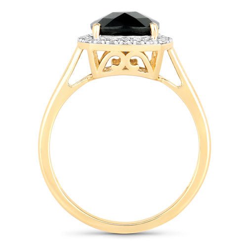 2.64 Carat Genuine Green Tourmaline and White Diamond 14K Yellow Gold Ring - Rings - Custom Crafting Alliance, LLC