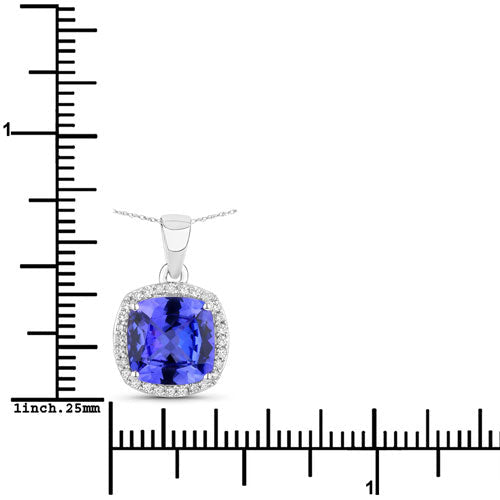 2.65 Carat Genuine Tanzanite and White Diamond 14K White Gold Pendant - Pendants - Custom Crafting Alliance, LLC