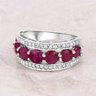 3.24 Carat Genuine Ruby and White Diamond 14K White Gold Ring