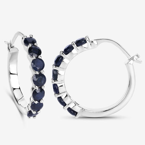 2.66 Carat Genuine Blue Sapphire .925 Sterling Silver Earrings - Earrings - Custom Crafting Alliance, LLC