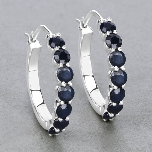 2.66 Carat Genuine Blue Sapphire .925 Sterling Silver Earrings - Earrings - Custom Crafting Alliance, LLC