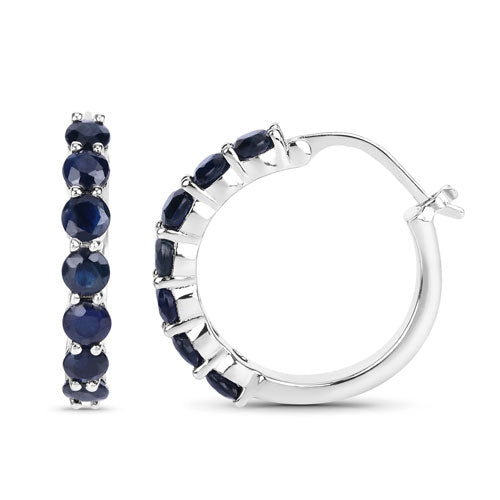 2.66 Carat Genuine Blue Sapphire .925 Sterling Silver Earrings - Earrings - Custom Crafting Alliance, LLC