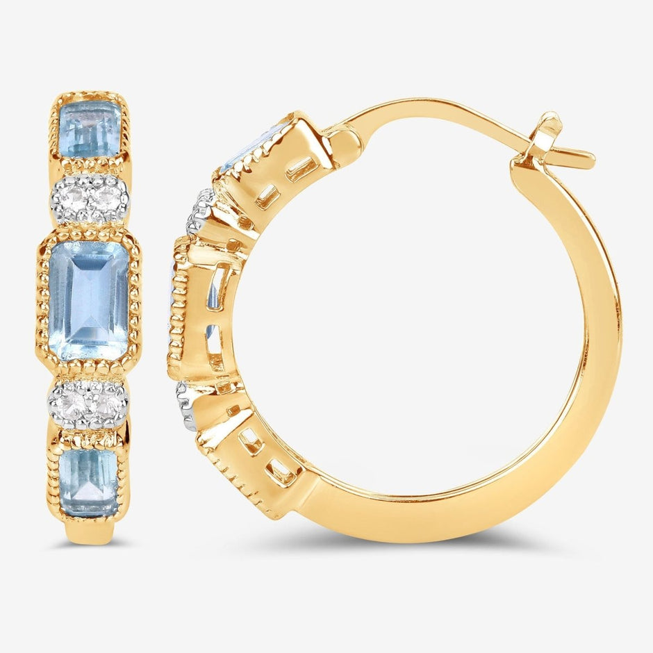 2.66 Carat Genuine Blue Topaz and White Topaz .925 Sterling Silver Earrings - Earrings - Custom Crafting Alliance, LLC