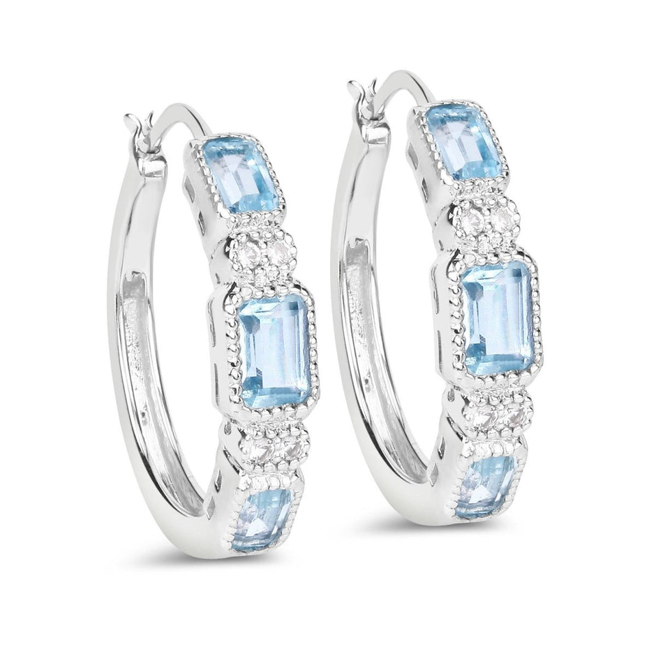 2.66 Carat Genuine Blue Topaz and White Topaz .925 Sterling Silver Earrings - Earrings - Custom Crafting Alliance, LLC