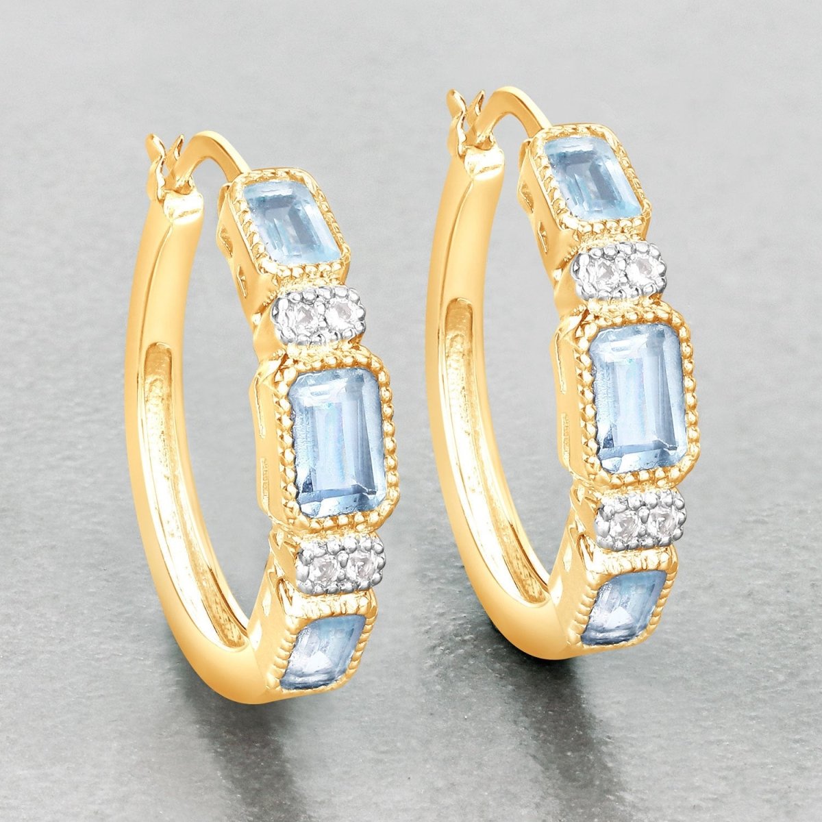 2.66 Carat Genuine Blue Topaz and White Topaz .925 Sterling Silver Earrings - Earrings - Custom Crafting Alliance, LLC