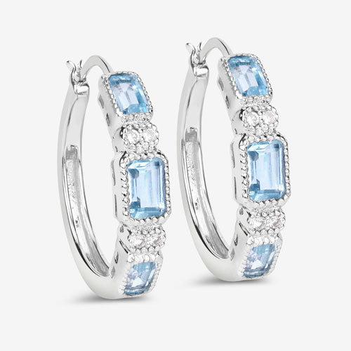 2.66 Carat Genuine Blue Topaz and White Topaz .925 Sterling Silver Earrings - Earrings - Custom Crafting Alliance, LLC