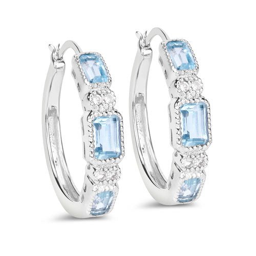 2.66 Carat Genuine Blue Topaz and White Topaz .925 Sterling Silver Earrings - Earrings - Custom Crafting Alliance, LLC