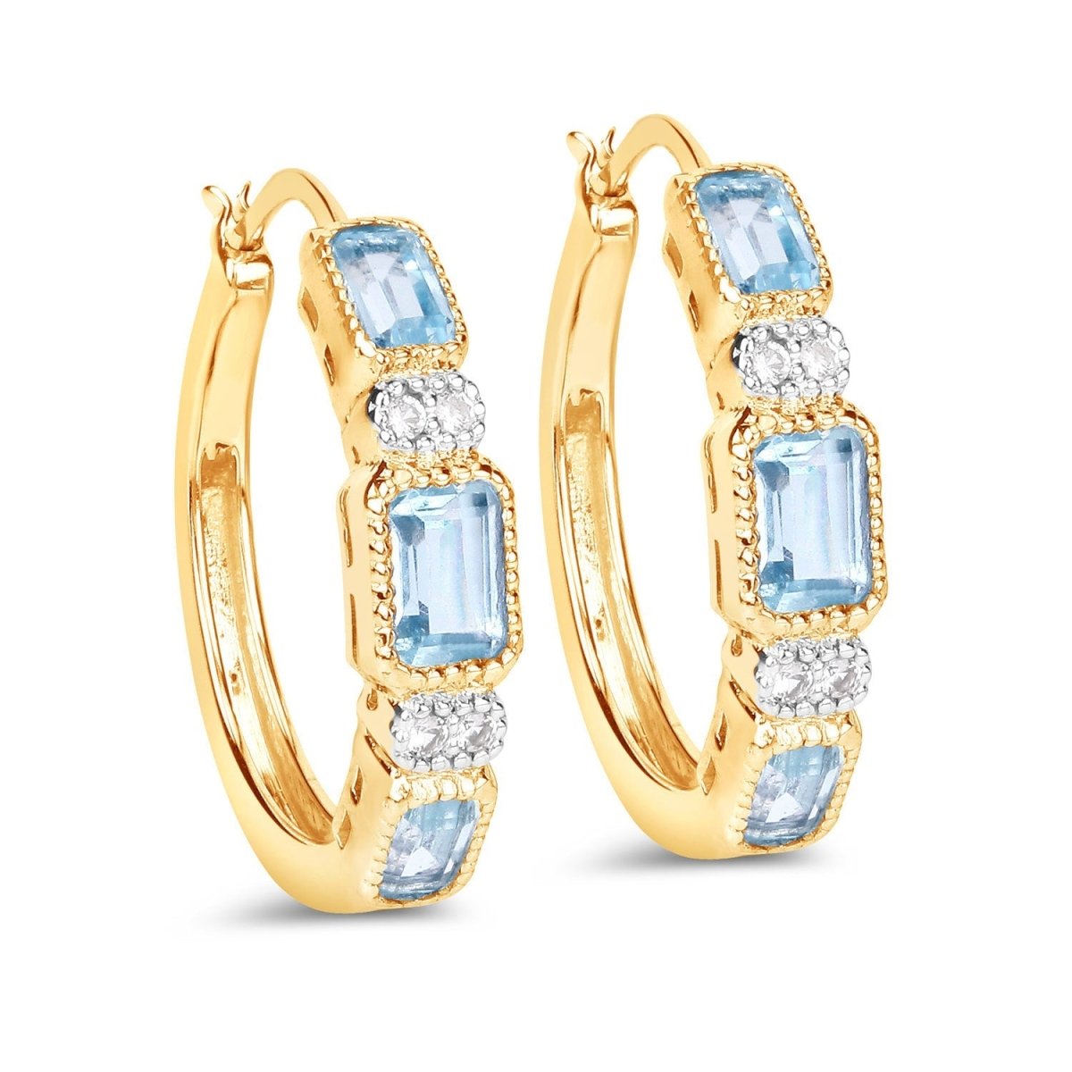 2.66 Carat Genuine Blue Topaz and White Topaz .925 Sterling Silver Earrings - Earrings - Custom Crafting Alliance, LLC