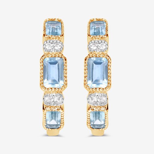 2.66 Carat Genuine Blue Topaz and White Topaz .925 Sterling Silver Earrings - Earrings - Custom Crafting Alliance, LLC