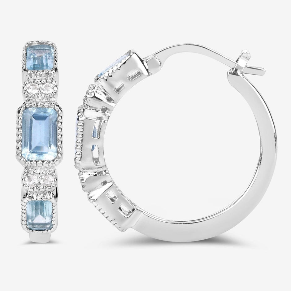 2.66 Carat Genuine Blue Topaz and White Topaz .925 Sterling Silver Earrings - Earrings - Custom Crafting Alliance, LLC
