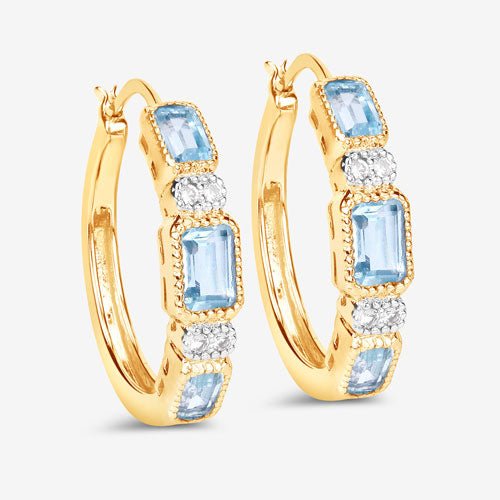 2.66 Carat Genuine Blue Topaz and White Topaz .925 Sterling Silver Earrings - Earrings - Custom Crafting Alliance, LLC
