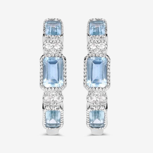 2.66 Carat Genuine Blue Topaz and White Topaz .925 Sterling Silver Earrings - Earrings - Custom Crafting Alliance, LLC