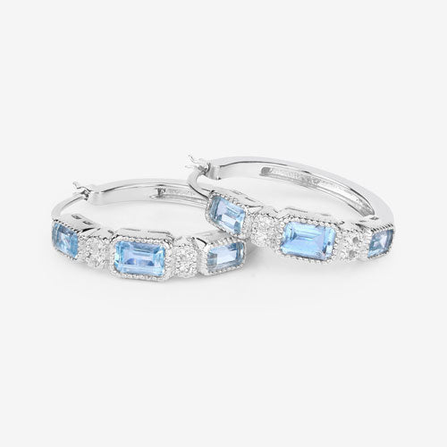 2.66 Carat Genuine Blue Topaz and White Topaz .925 Sterling Silver Earrings - Earrings - Custom Crafting Alliance, LLC