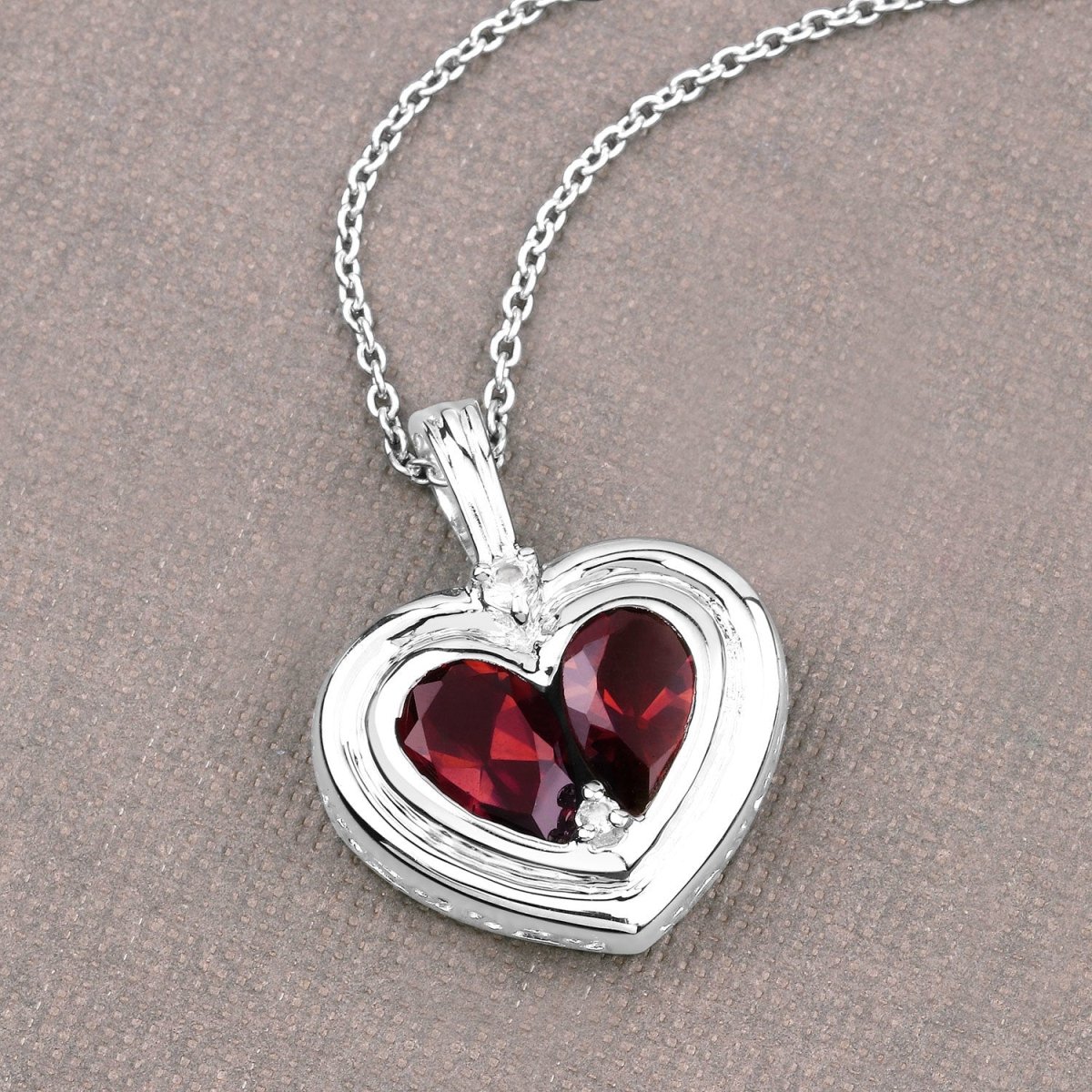 2.66 Carat Genuine Garnet and White Topaz .925 Sterling Silver Pendant - Pendants - Custom Crafting Alliance, LLC
