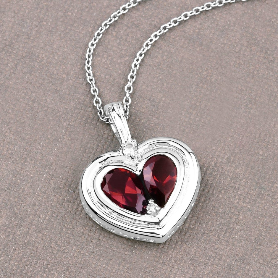 2.66 Carat Genuine Garnet and White Topaz .925 Sterling Silver Pendant - Pendants - Custom Crafting Alliance, LLC