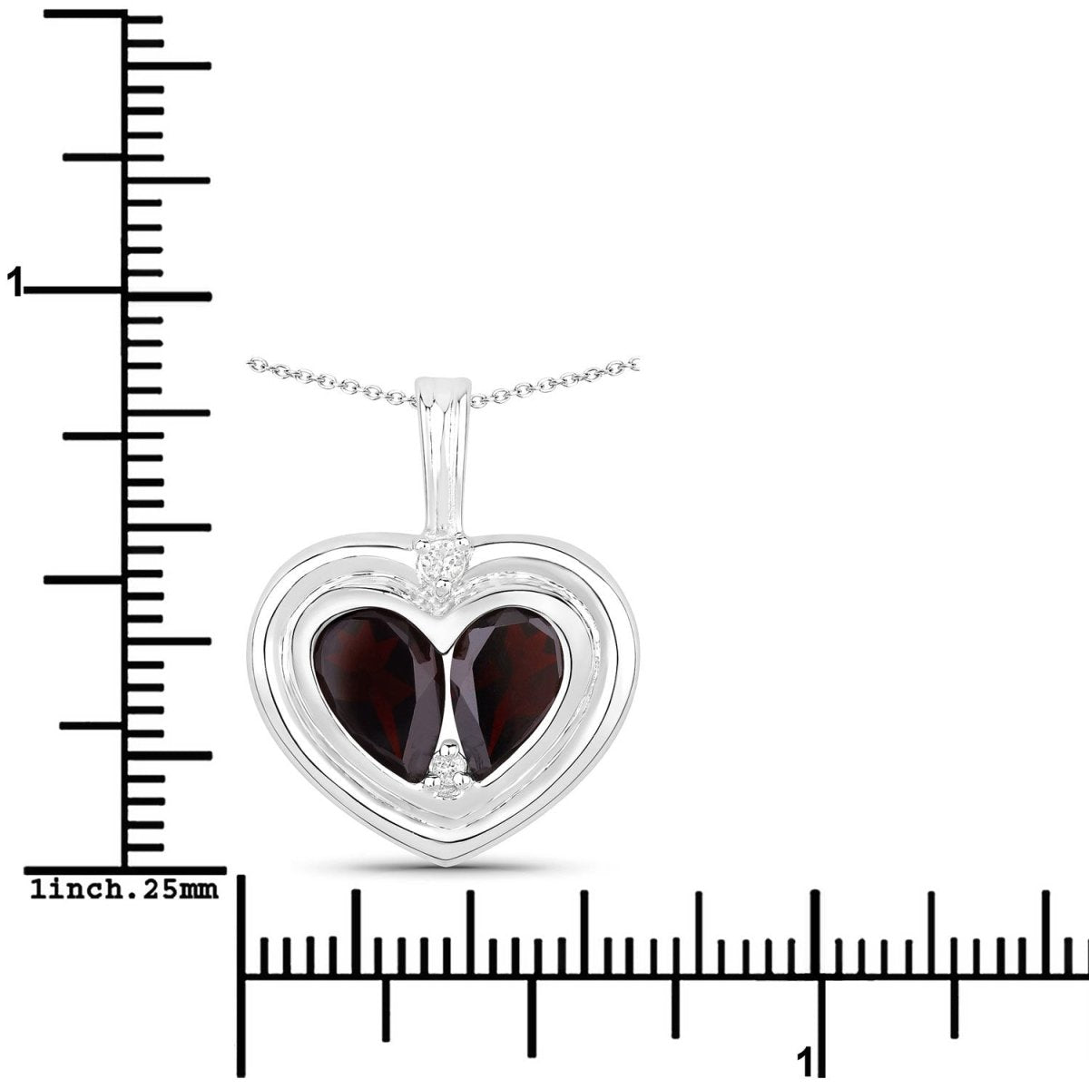 2.66 Carat Genuine Garnet and White Topaz .925 Sterling Silver Pendant - Pendants - Custom Crafting Alliance, LLC