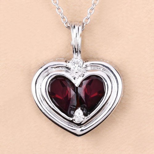2.66 Carat Genuine Garnet and White Topaz .925 Sterling Silver Pendant - Pendants - Custom Crafting Alliance, LLC