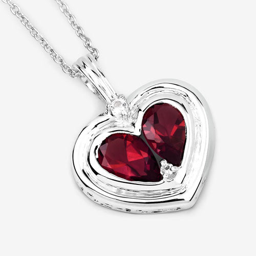 2.66 Carat Genuine Garnet and White Topaz .925 Sterling Silver Pendant - Pendants - Custom Crafting Alliance, LLC