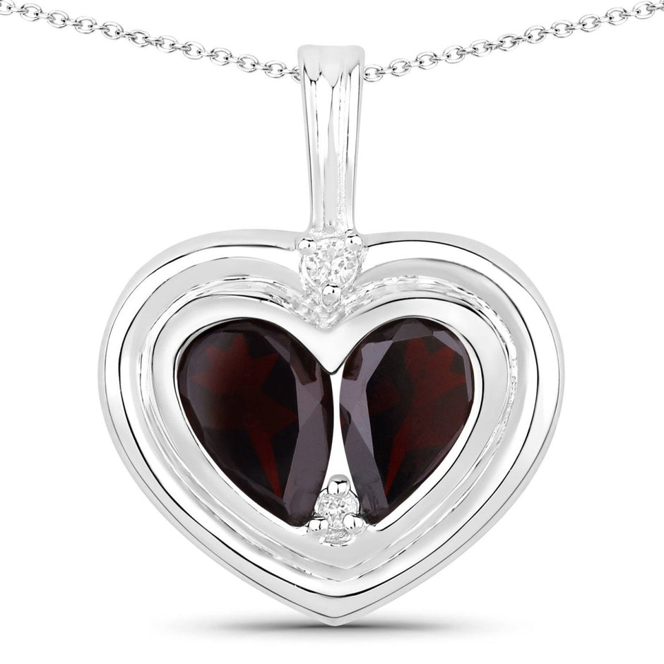 2.66 Carat Genuine Garnet and White Topaz .925 Sterling Silver Pendant - Pendants - Custom Crafting Alliance, LLC