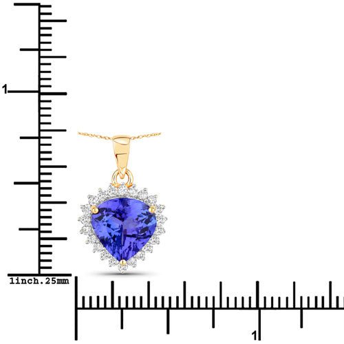 2.66 Carat Genuine Tanzanite and White Diamond 14K Yellow Gold Pendant - Pendants - Custom Crafting Alliance, LLC