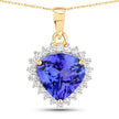 2.66 Carat Genuine Tanzanite and White Diamond 14K Yellow Gold Pendant - Pendants - Custom Crafting Alliance, LLC
