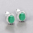 2.66 Carat Genuine Zambian Emerald and White Diamond 10K White Gold Earrings - Earrings - Custom Crafting Alliance, LLC