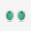 2.66 Carat Genuine Zambian Emerald and White Diamond 10K White Gold Earrings - Earrings - Custom Crafting Alliance, LLC